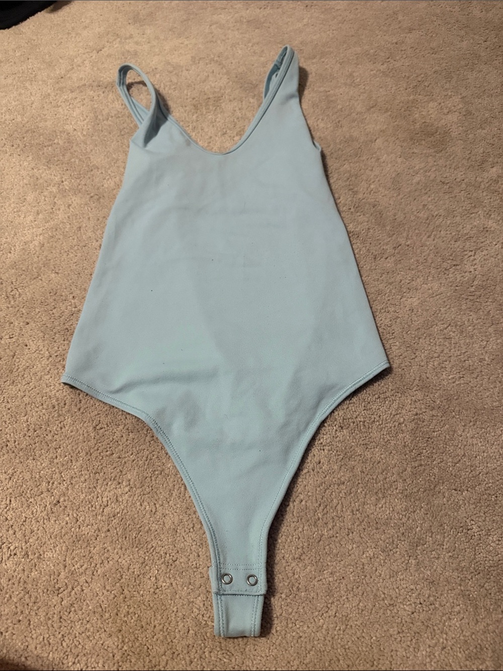 Abercrombie & Fitch Light Blue Scoop Neck Ribbed Bodysuit